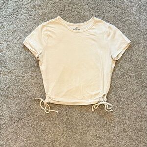 Hollister Cream Ruched Crop T-Shirt